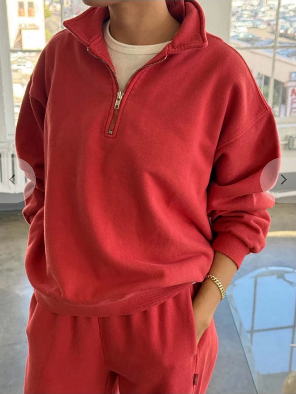 Le Bon Shoppe Noah Half-Zip Pullover in Coral size M/L